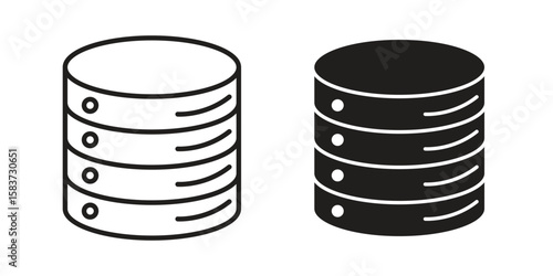 Cylinder database icons designed in filled, outline, line and stroke style