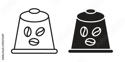 Coffee capsule icons designed in filled, outline, line and stroke style
