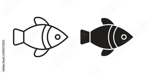 Clown fish icons designed in filled, outline, line and stroke style