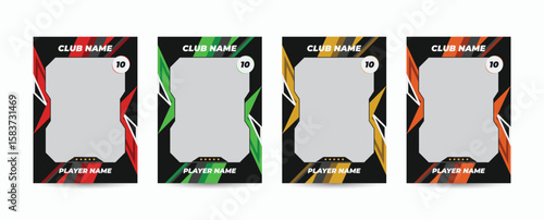 Set of player trading card templates, Photo frame, and border collection for soccer, hockey, volleyball, and basketball players. Sport flyer layout design template (EPS 10)	