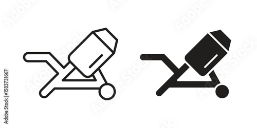 Cement mixer icons designed in filled, outline, line and stroke style