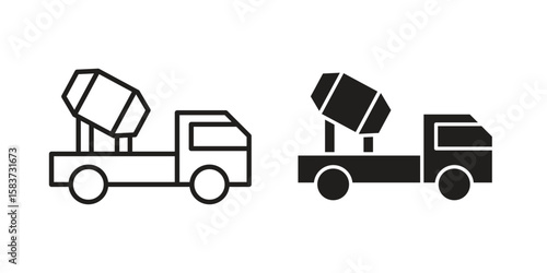 Cement truck icons designed in filled, outline, line and stroke style