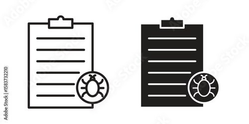 Bug report icons designed in filled, outline, line and stroke style