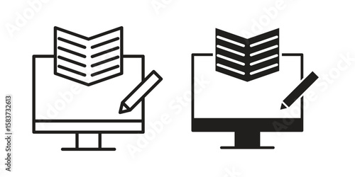 Blended learning icons designed in filled, outline, line and stroke style
