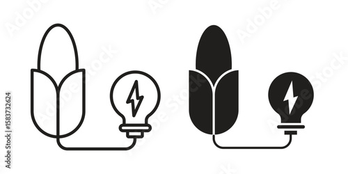 Biomass energy icons designed in filled, outline, line and stroke style