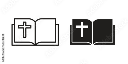 Bible icons designed in filled, outline, line and stroke style