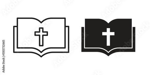 Bible icons designed in filled, outline, line and stroke style