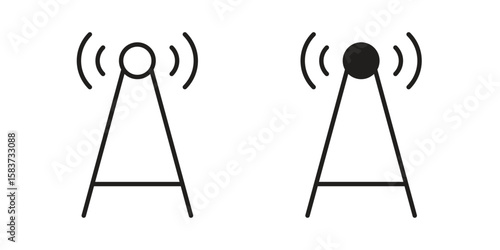 Antenna icons designed in filled, outline, line and stroke style