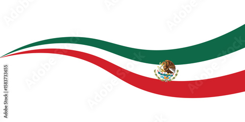 Mexico flag tricolor rainbow curve design