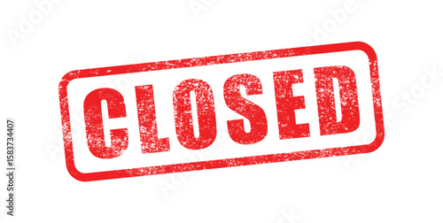 A red rectangular stamp with rounded corners displaying the word closed in a bold sans serif font