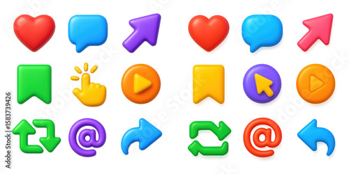 3D Engagement Metrics Icons