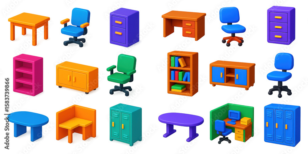 Obraz premium Colorful Office Icons