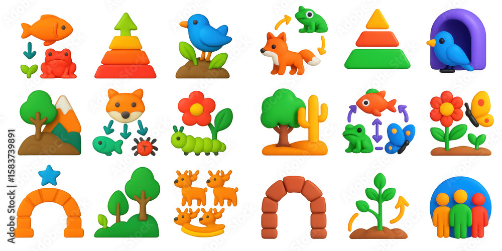 Fototapeta premium Ecology Icons Grid