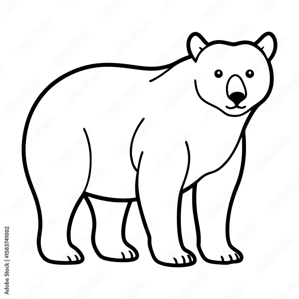 Naklejka premium Minimalist Standing Bear Looking Forward Line Art Illustration