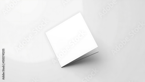 A blank white card is open and isolated on white background