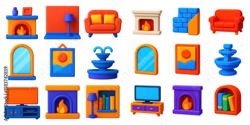 Modern 3D Icon Grid