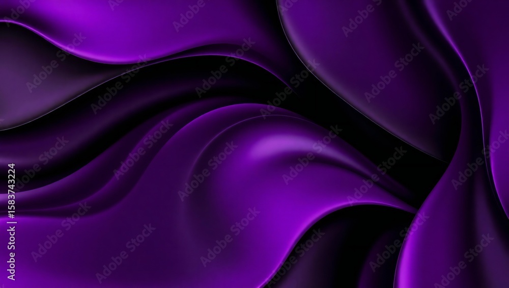 Obraz premium Abstract purple waves with smooth satin fabric texture and dark shadows