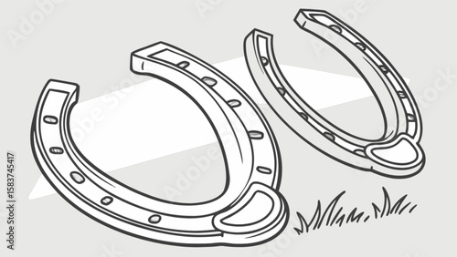 Horseshoe outline vector drawing illustration of lucky horseshoe for design and decoration concept