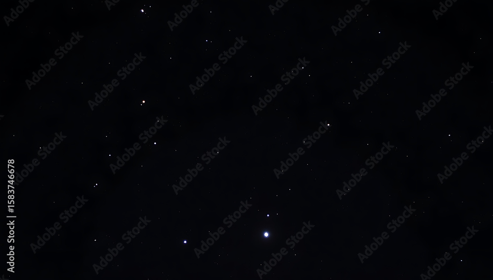 Fototapeta premium A dark sky dotted with bright stars, with a prominent star or planet shining brightly, capturing a peaceful night scene in HD and 4K.