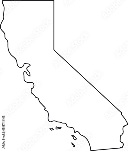 Outline map of the state of California in the USA