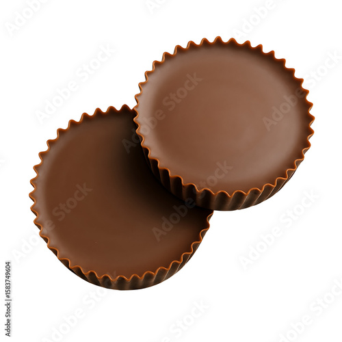 Chocolate peanut butter cups isolated on transparent background