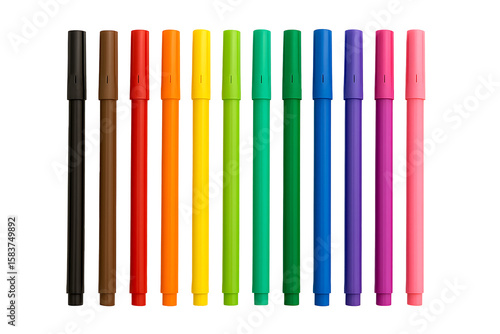 Colorful marker pens set isolated on transparent background