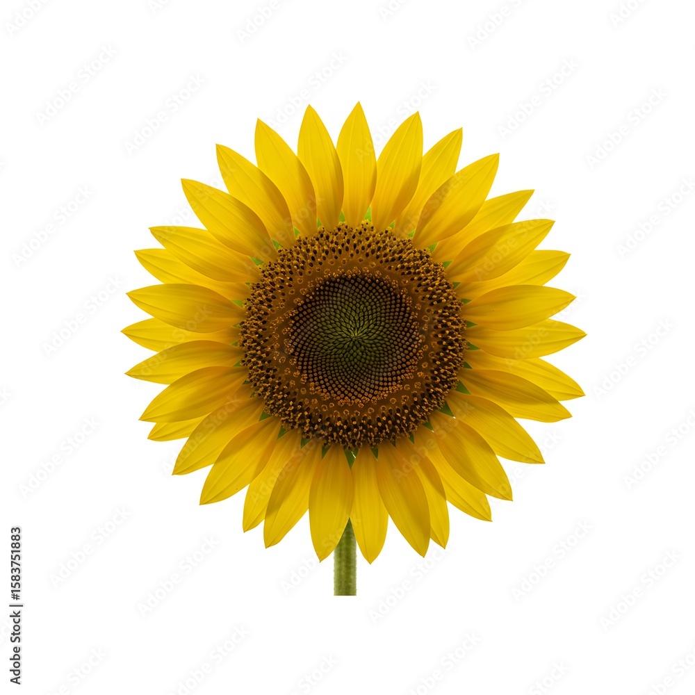 Fototapeta premium A vibrant sunflower, basking in sunlight, showcases its intricate beauty, symbolizing joy and positivity.