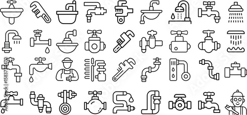 Bathroom icon set, vector illustration