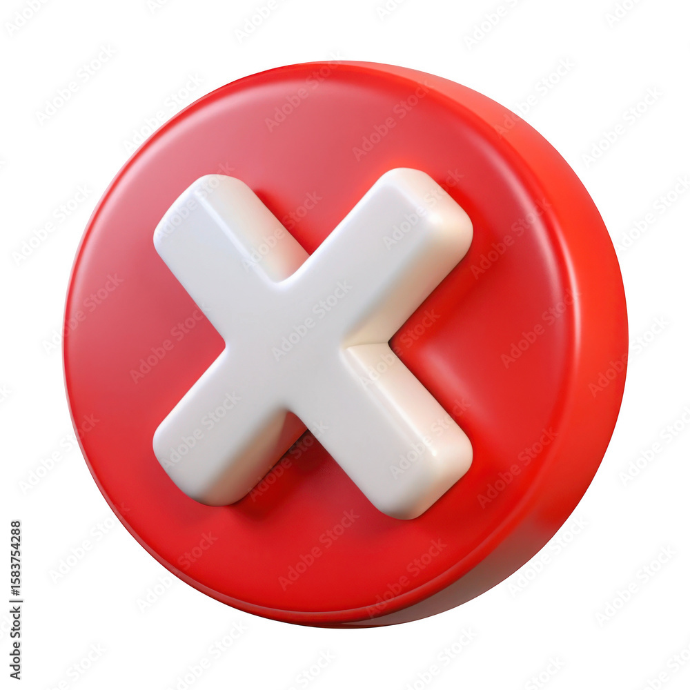 Obraz premium 3d red circle with white cross isolated on transparent background