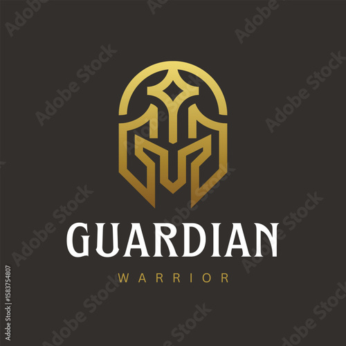 Golden Spartan Helmet Logo for Guardian Warrior Brand