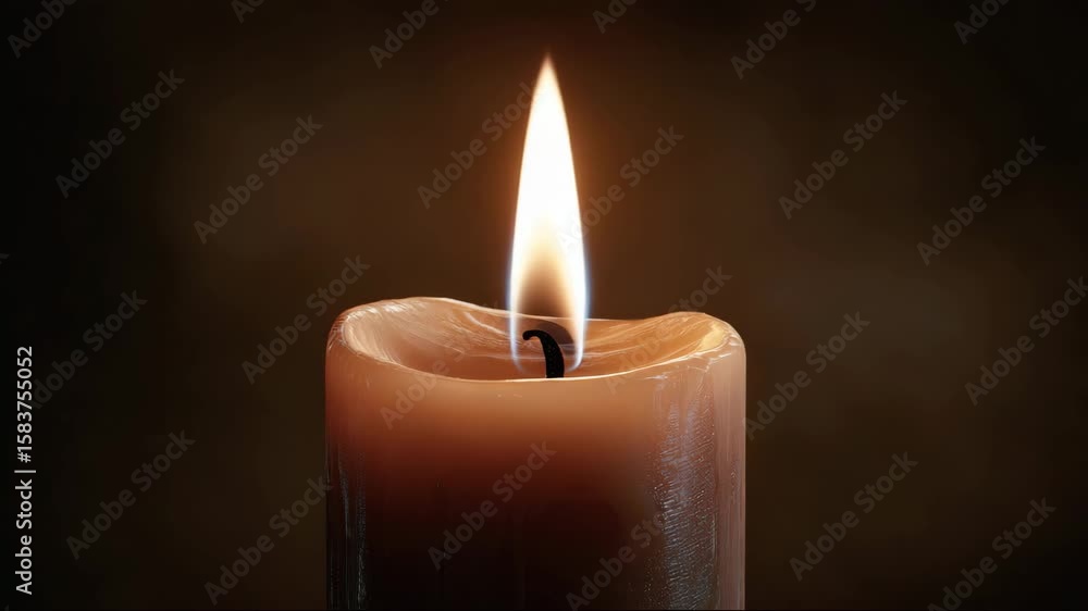 Burning candle with warm light on dark background Burning candle with warm light on dark background