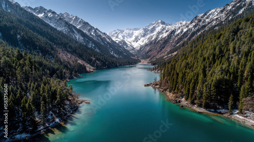 Turquoise Lake in Mountain Valley