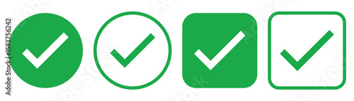 check box icon with correct, accept checkmark icons green tick box, check list circle frame - checkbox symbol sign. check mark box square frame.