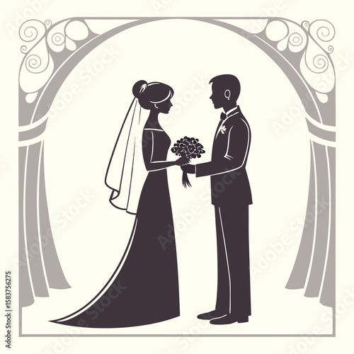 Wallpaper Mural Bride and Groom Silhouette Under Decorative Arch wedding Torontodigital.ca