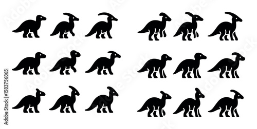 Duck-Billed Dinosaur Icons