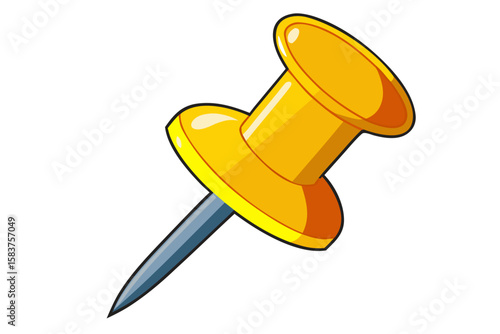 golden thumbtack isolated on white background.