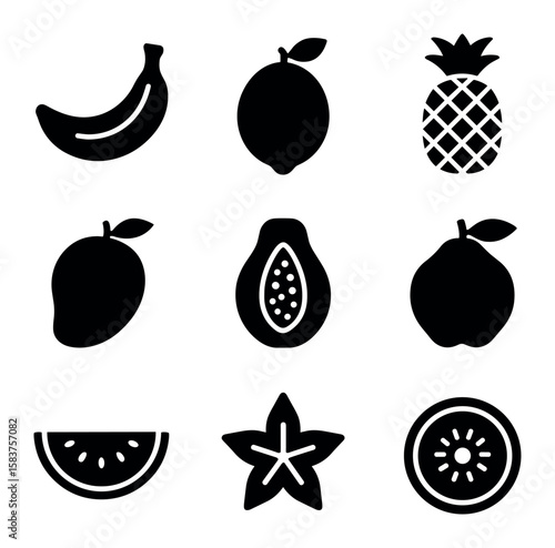 Solid Yellow Fruit Icons