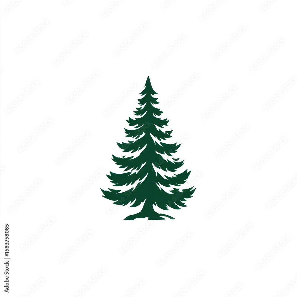 Obraz premium Dark green silhouette of a pine tree