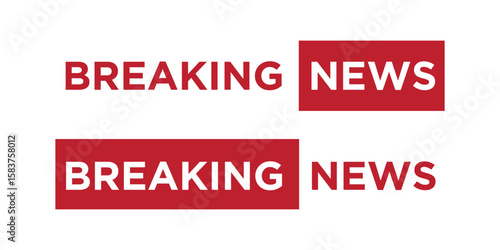 Breaking news headline. Bold Red and White BREAKING NEWS Banner Vector Icons with Boxed Typography Layouts. Breaking News Rubber Grunge Stamp Seal Stock Vector