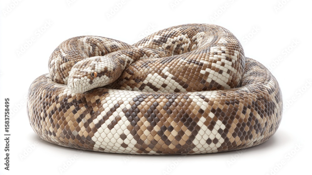 Obraz premium A coiled snake against white