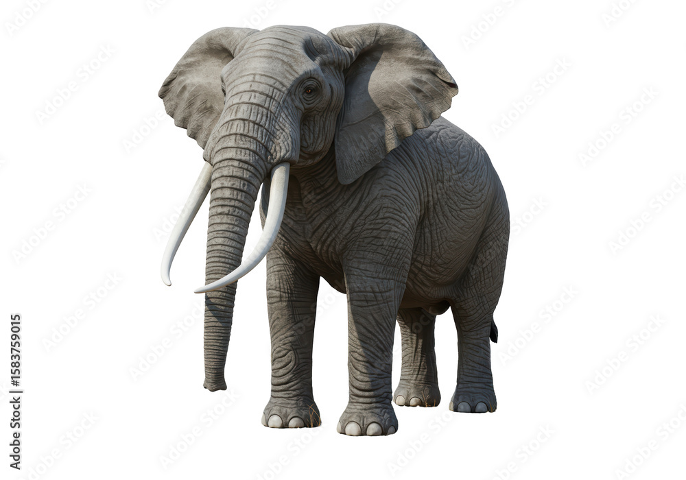 Obraz premium Isolated Majestic African Elephant with Long Tusks