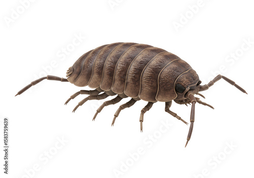 Isolated Detailed Woodlouse Crawling
