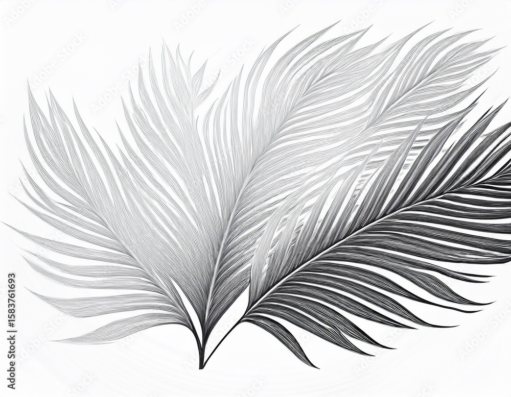 Obraz premium white palm leaf silhouette isolated on white background