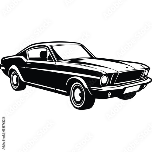 Vector art of classic american muscle car