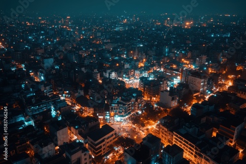 Wallpaper Mural Vibrant urban landscape at night showcasing city lights in a bustling metropolitan area Torontodigital.ca