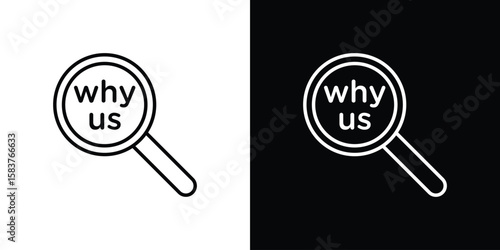 Why us icon in outline style. Vector.