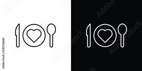 Wedding dinner icon in outline style. Vector.