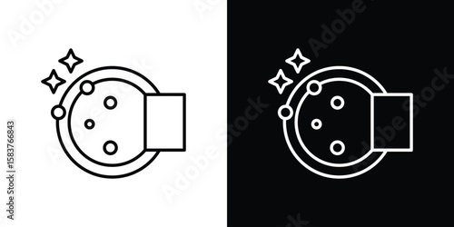 Washing dishes icon in outline style. Vector.