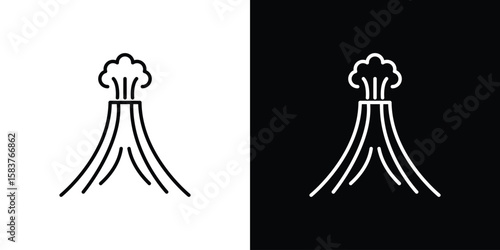 Volcano icon in outline style. Vector.