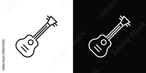 Ukulele icon in outline style. Vector.